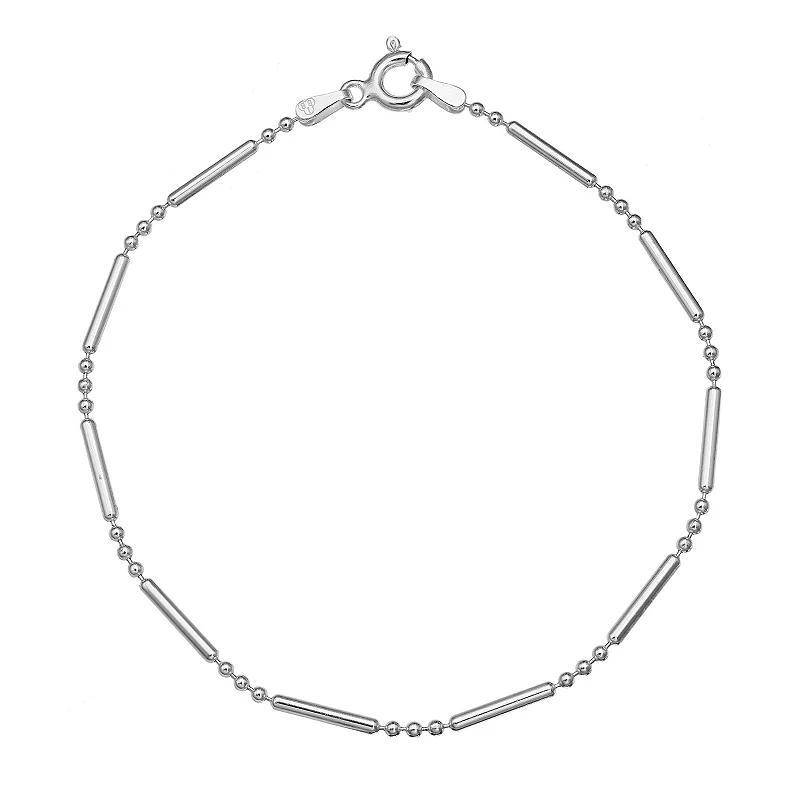 Sterling Silver Bead Chain Bracelet - 8 in., Womens Grey Product Image