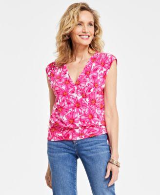 Women's Printed Surplice Top, Created for Macy's Product Image