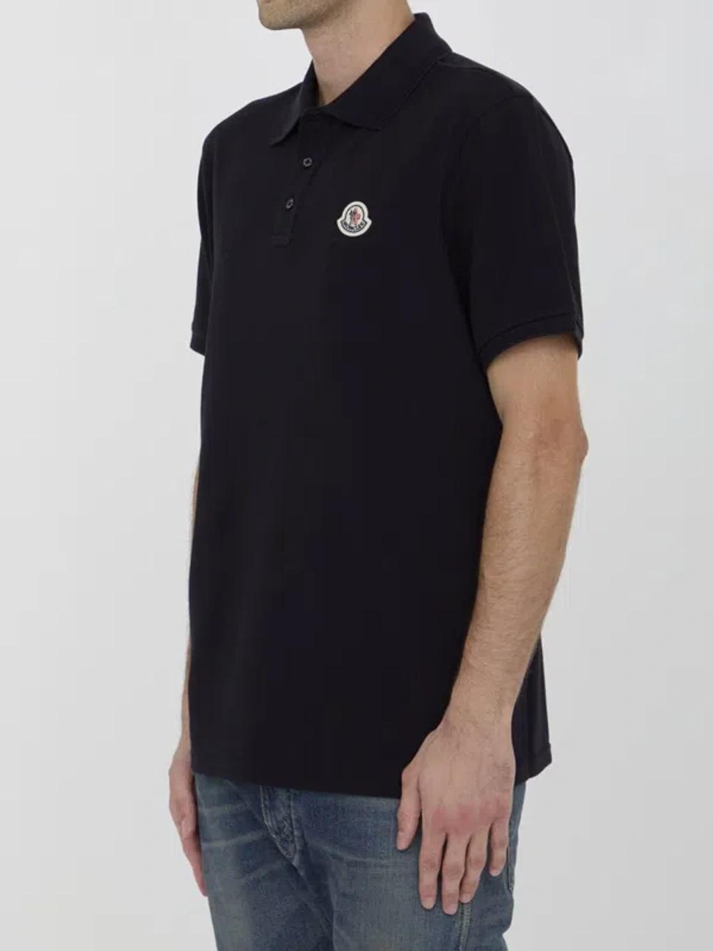 MONCLER Polo Shirt With Logo In Black Product Image