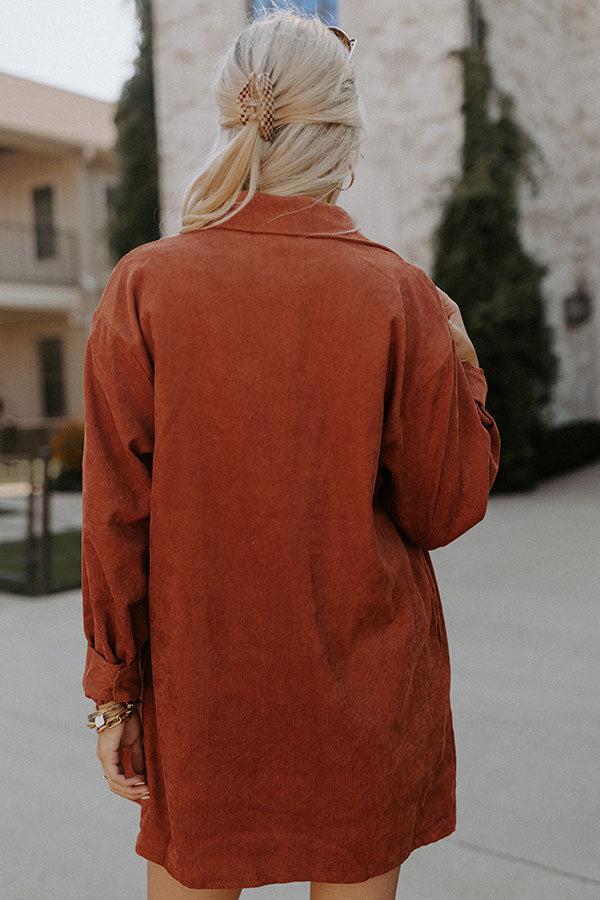 Lattes At The Lodge Corduroy Dress In Rust Product Image