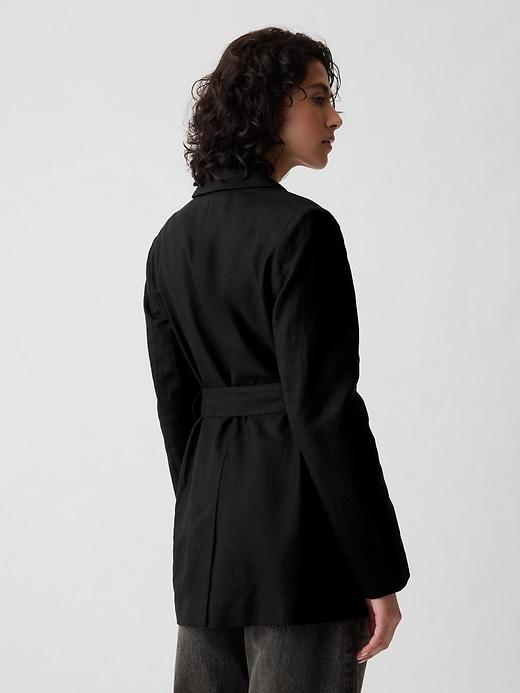 Linen-Cotton Belted Blazer Product Image