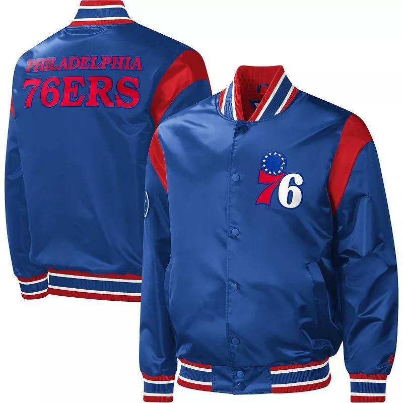 Mens Starter Royal Philadelphia 76ers Force Play Satin Full-Snap Varsity Jacket Product Image