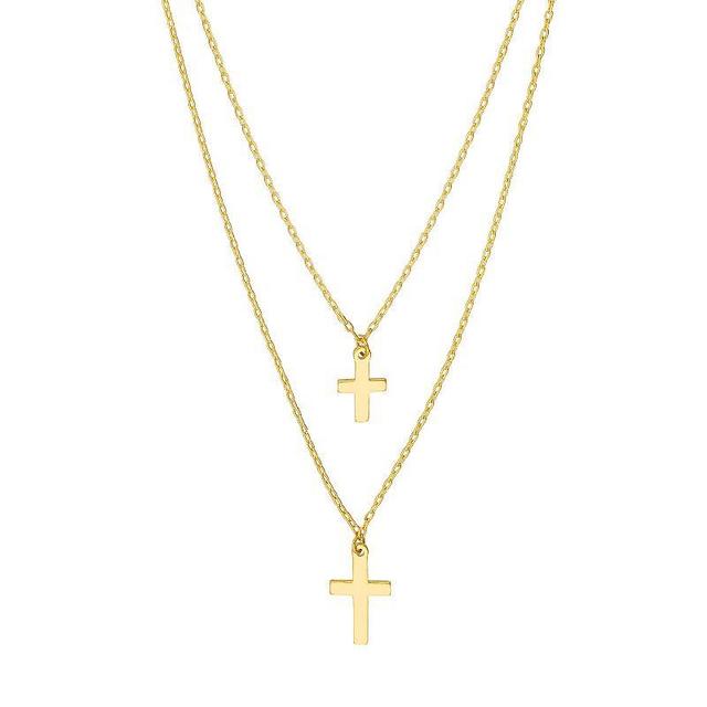 14k Gold Double Strand Cross Necklace, Womens Yellow Product Image