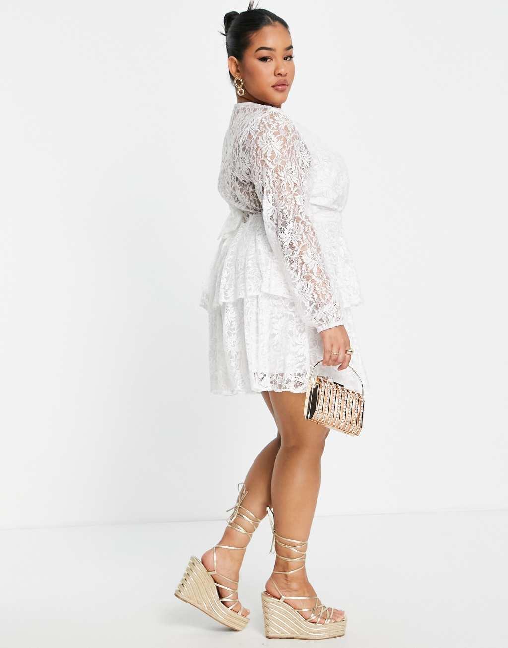 John Zack Plus lace long sleeve mini dress Product Image