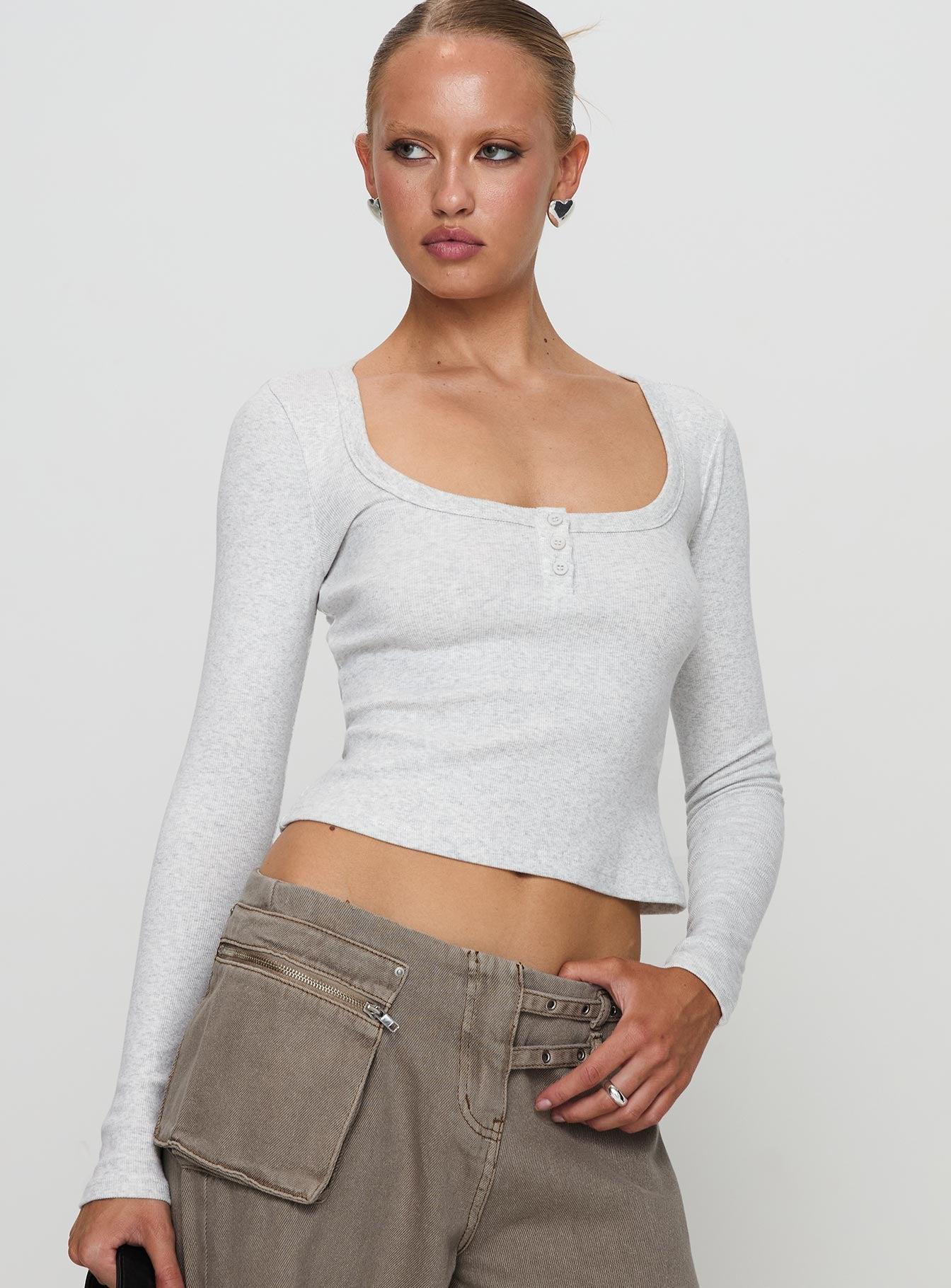 Daphine Long Sleeve Top Grey Product Image