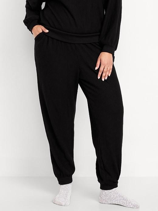 High-Waisted Waffle Lounge Joggers Product Image