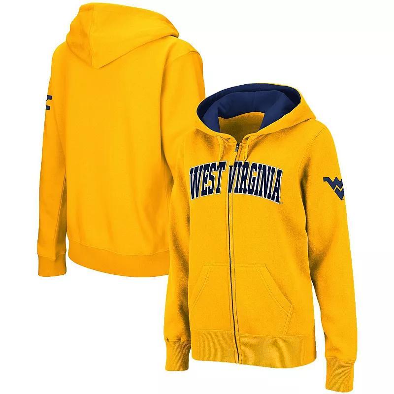 Womens Stadium Athletic Gold West Virginia Mountaineers Arched Name Full-Zip Hoodie Product Image