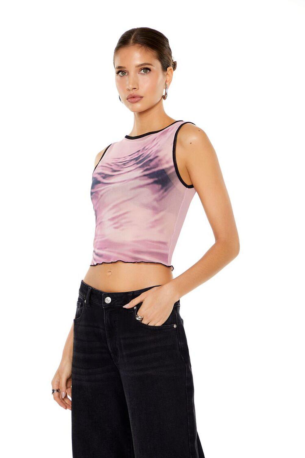 Mesh Abstract Print Crop Top | Forever 21 Product Image