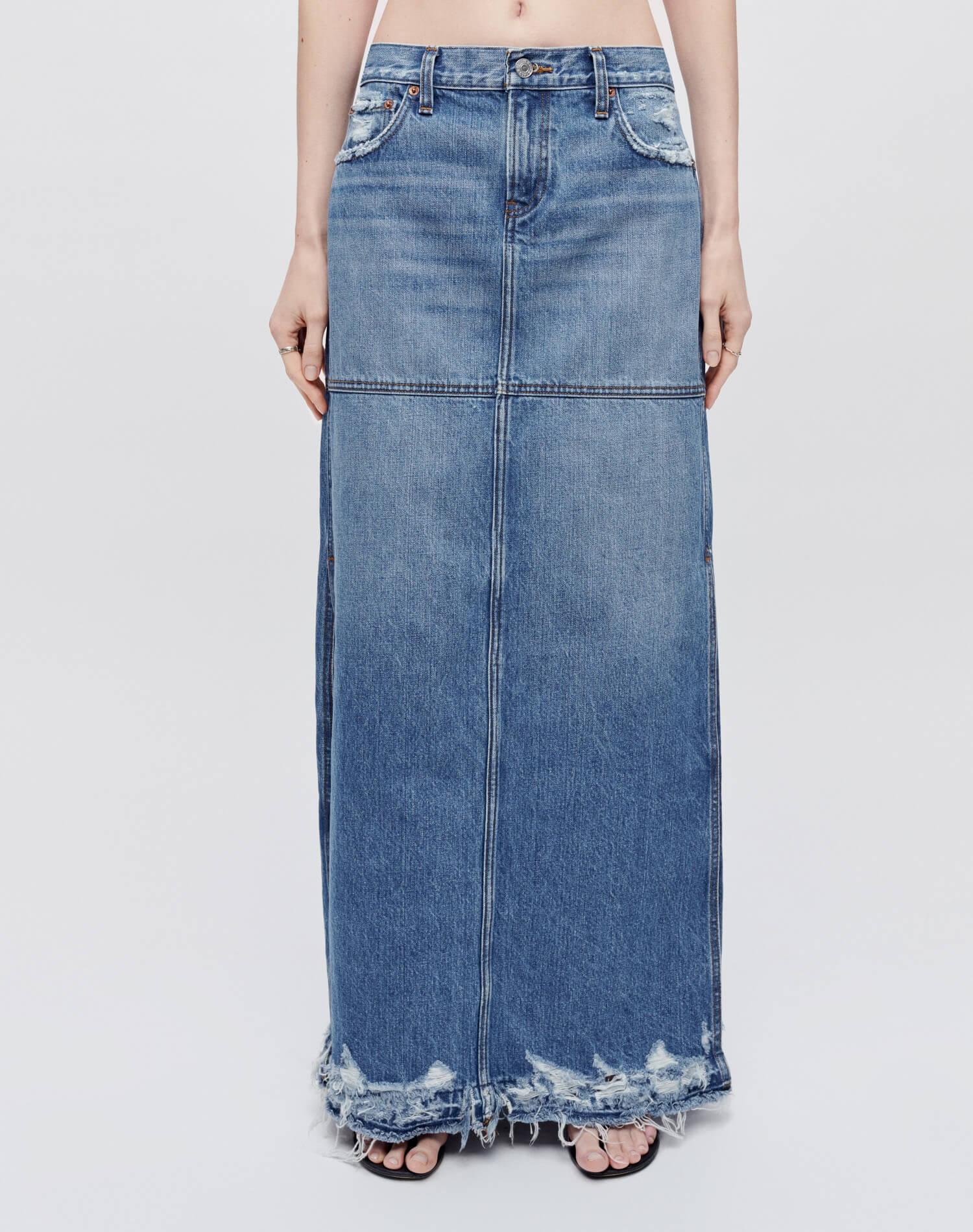 Mid Rise Split Skirt - Minerva Destroy Product Image