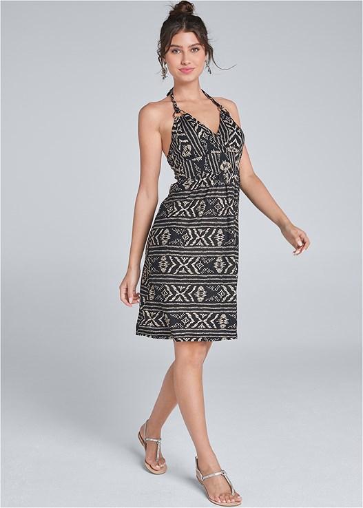 Printed Halter Tie Dress Product Image