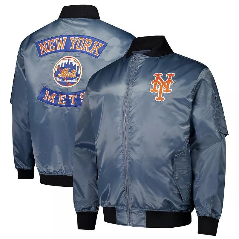 Mens Profile Charcoal New York Mets Big & Tall Full-Zip Bomber Jacket Product Image