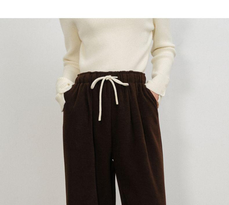 Drawstring Waist Plain Wide Leg Pants Product Image