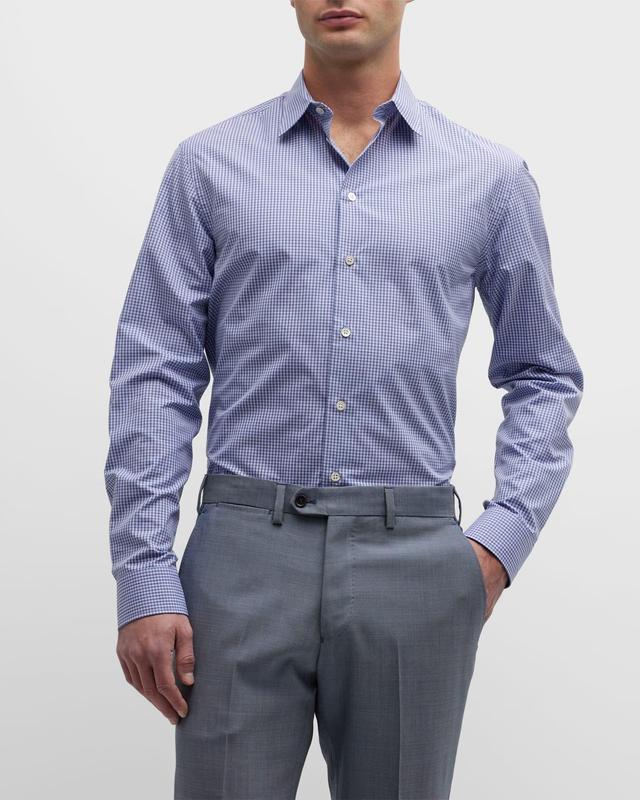 Mens Micro-Check Cotton Sport Shirt Product Image