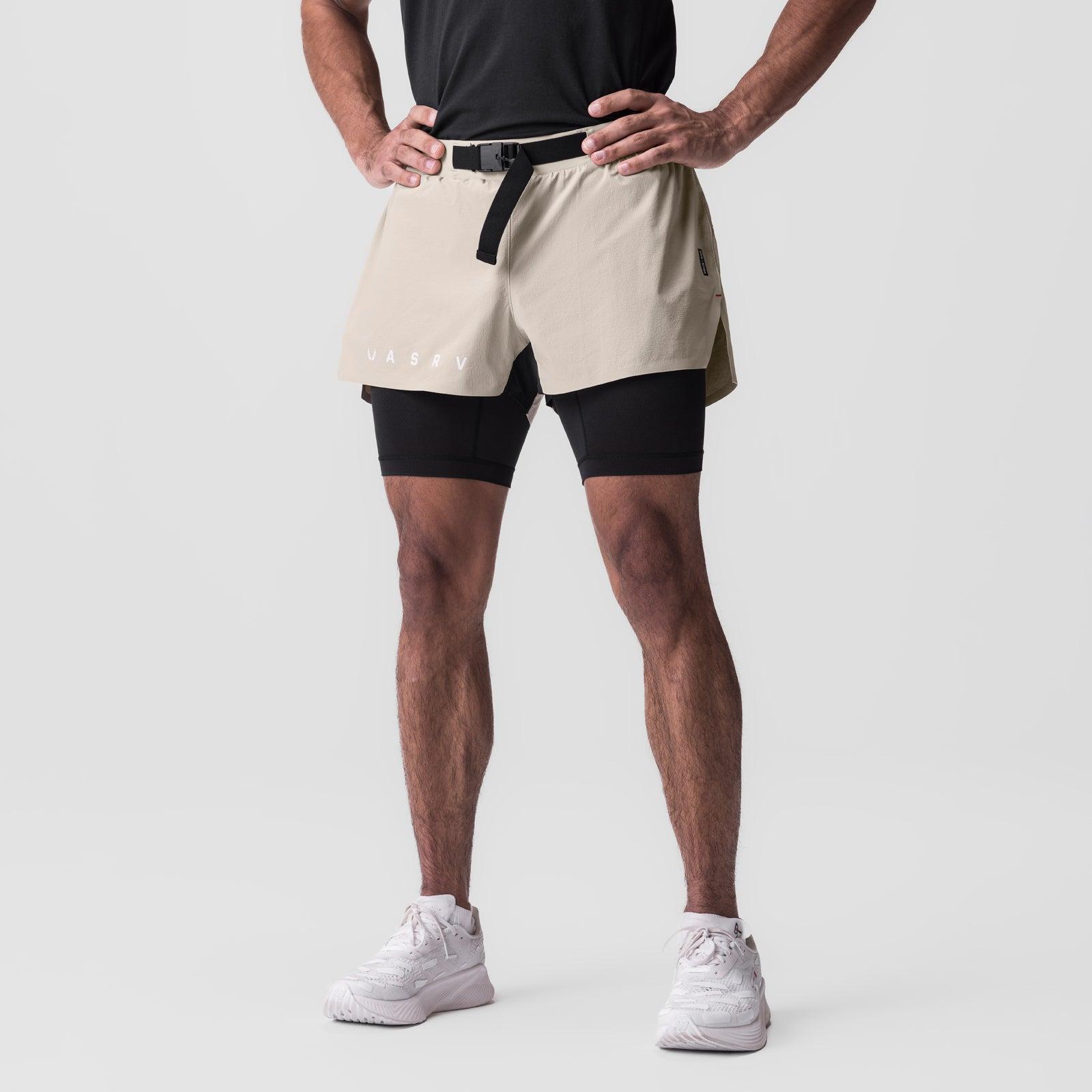 0786. Ripstop 3" Belt Pack Short   - Beige/Black Male Product Image