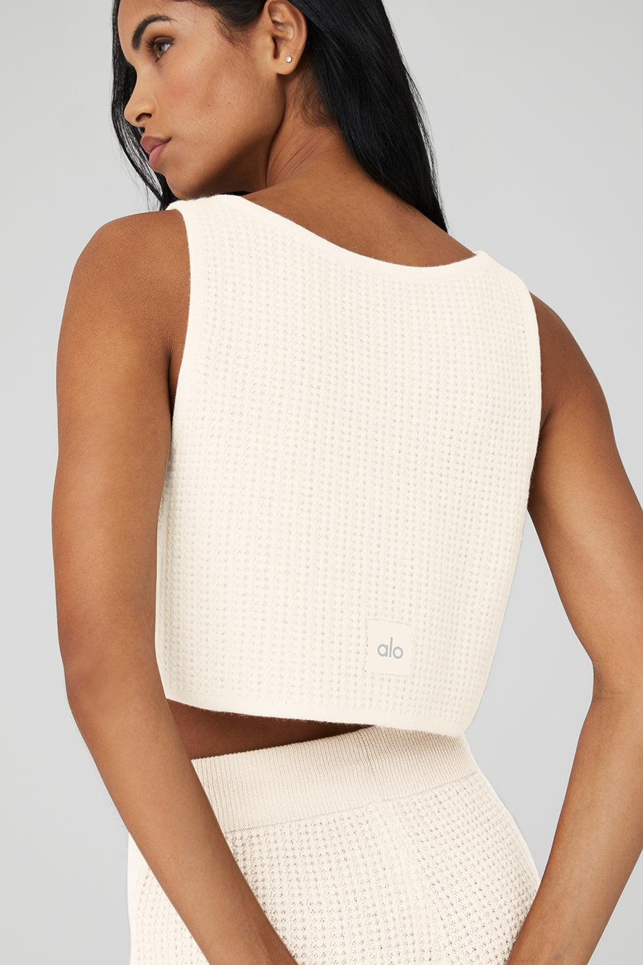 Cashmere Plush Waffle Cropped Tank - Ivory Female Product Image