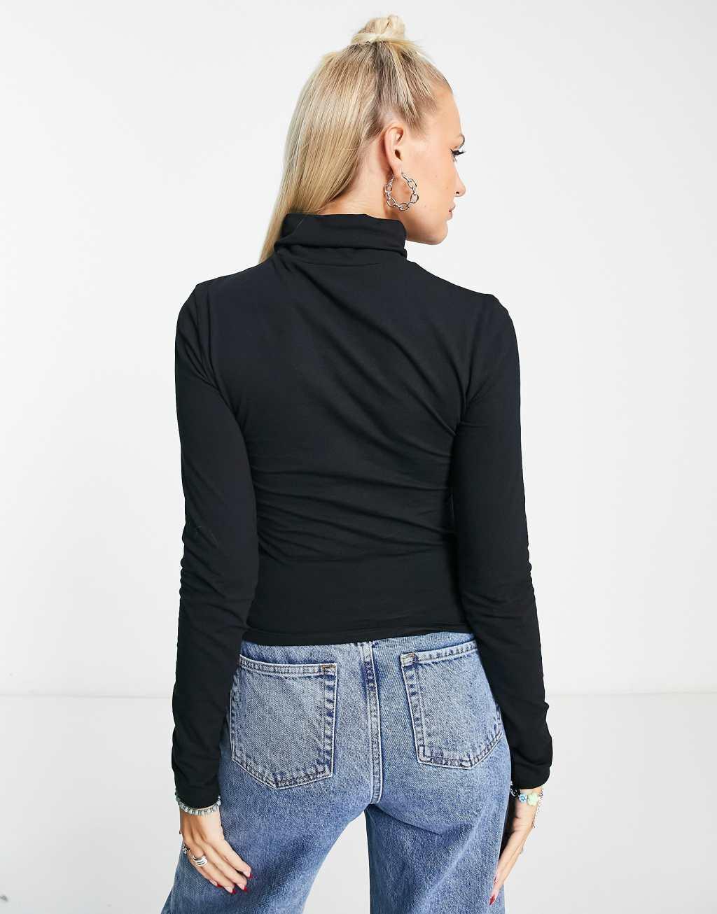 COLLUSION long sleeve roll neck top in white Product Image