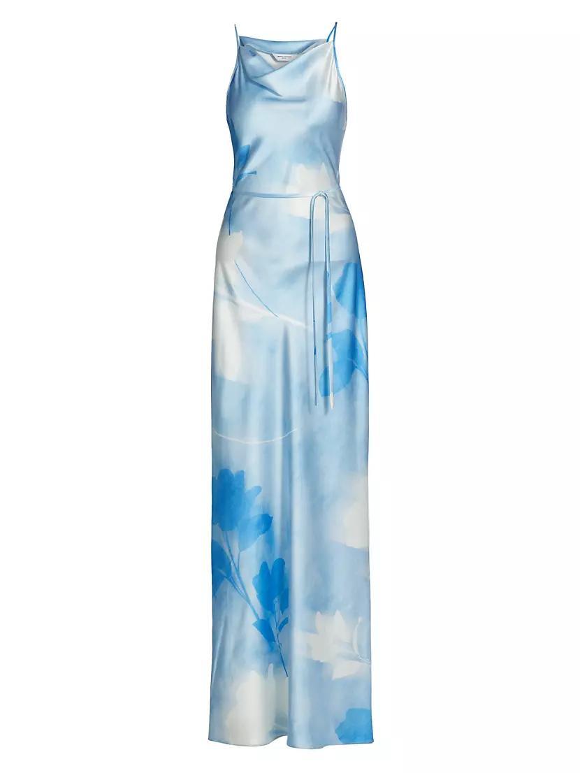 Shaelyn Floral Satin Cowlneck Maxi Dress Product Image