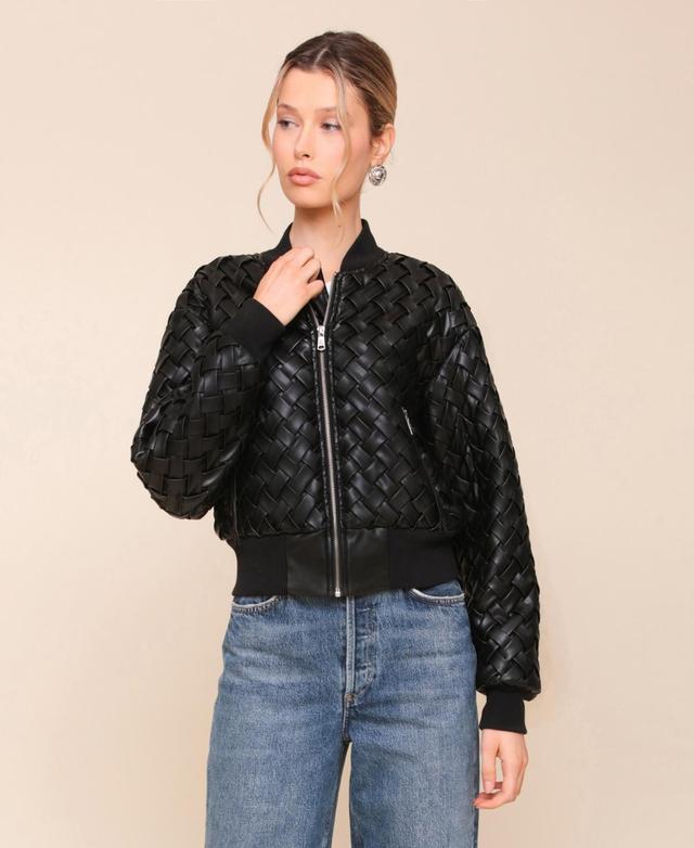 Avec Les Filles Womens Weaved Cropped Bomber Jacket Product Image