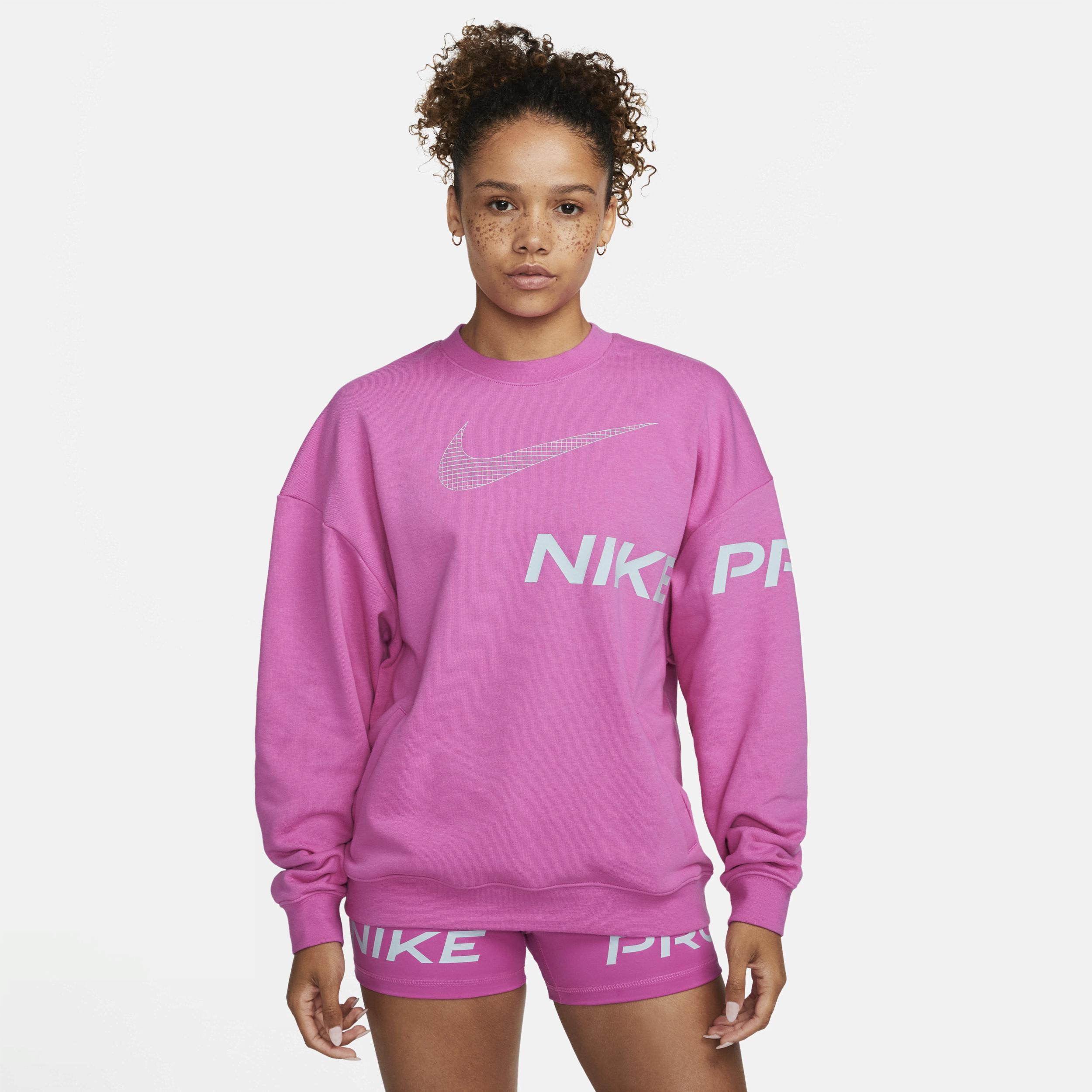 Nike Womens Dri-FIT Get Fit French Terry Graphic Crew-Neck Sweatshirt Product Image