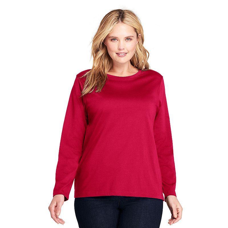 Plus Size Lands End Relaxed Supima Cotton Crewneck Tee, Womens Purple Cloud Product Image