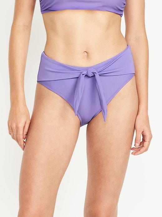 High-Waisted Bikini Swim Bottoms Product Image