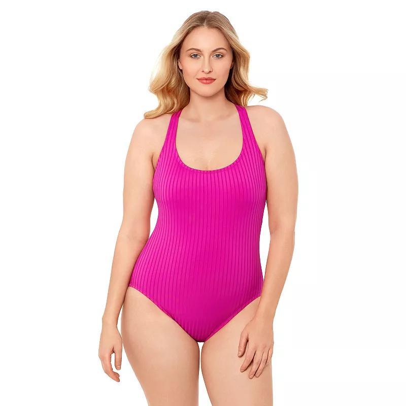 Womens S3 Swim Sculpting Ribbed Scoopneck Crossback One Piece Swimsuit, Womens Product Image