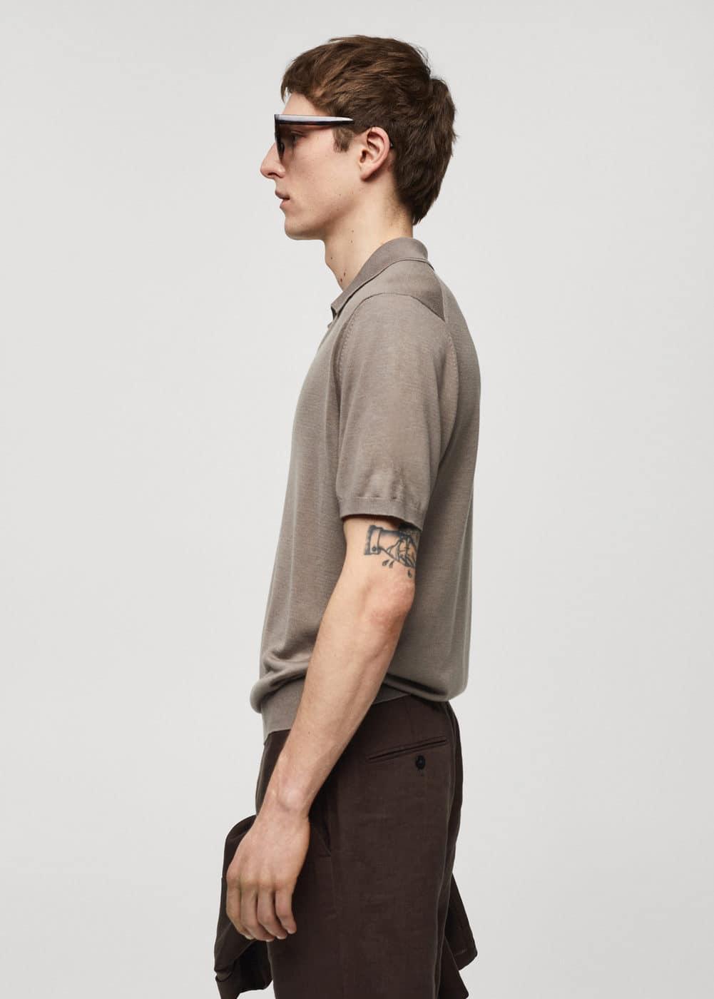 MANGO MAN - Short-sleeve knitted polo shirt medium brownMen Product Image