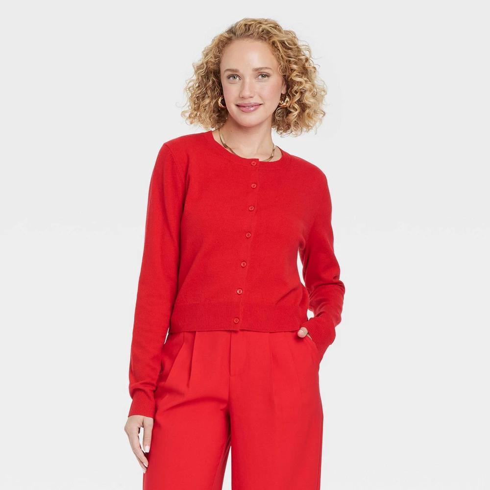 Womens Cozy Knit Cardigan - A New Day Red XS product image