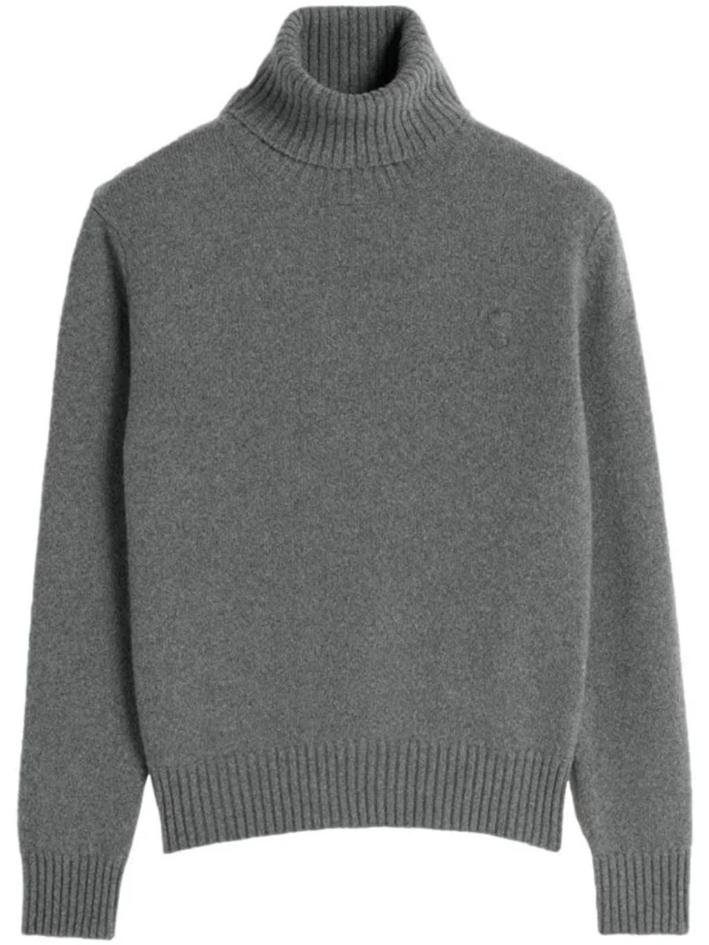 AMI ALEXANDRE MATTIUSSI Grey Cashmere Turtleneck Product Image