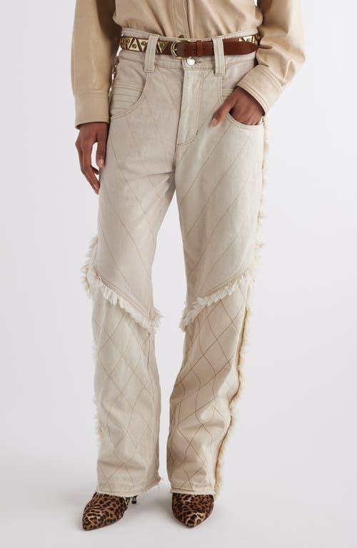 ISABEL MARANT Shanila Fringed Barrel Leg Jeans In Ecru Product Image