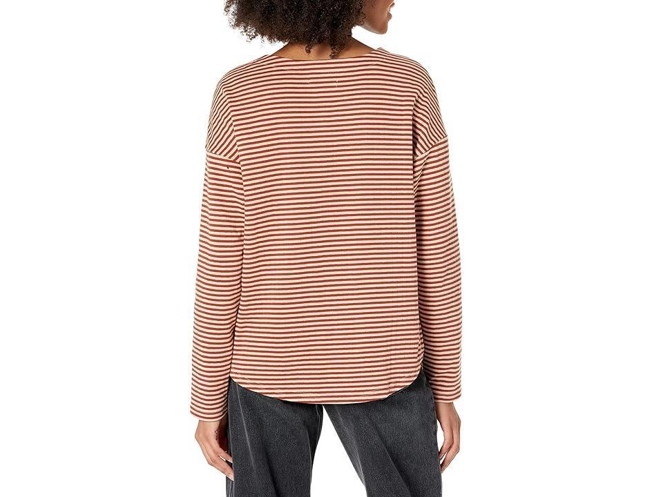 Madewell Hopscotch Henley Tee Stripe Mixing Double Face (Dusty Redwood) Women's Clothing product image