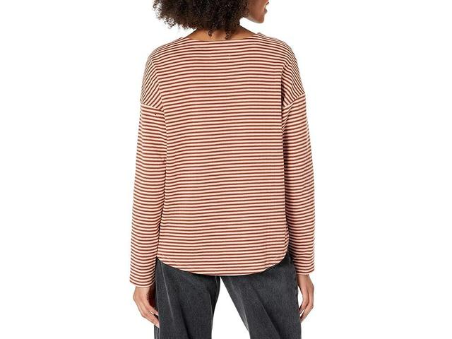 Madewell Hopscotch Henley Tee Stripe Mixing Double Face (Dusty Redwood) Women's Clothing Product Image