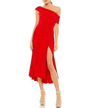 Womens Ieena Ruched Crepe Off-The-Shoulder Midi-Dress Product Image