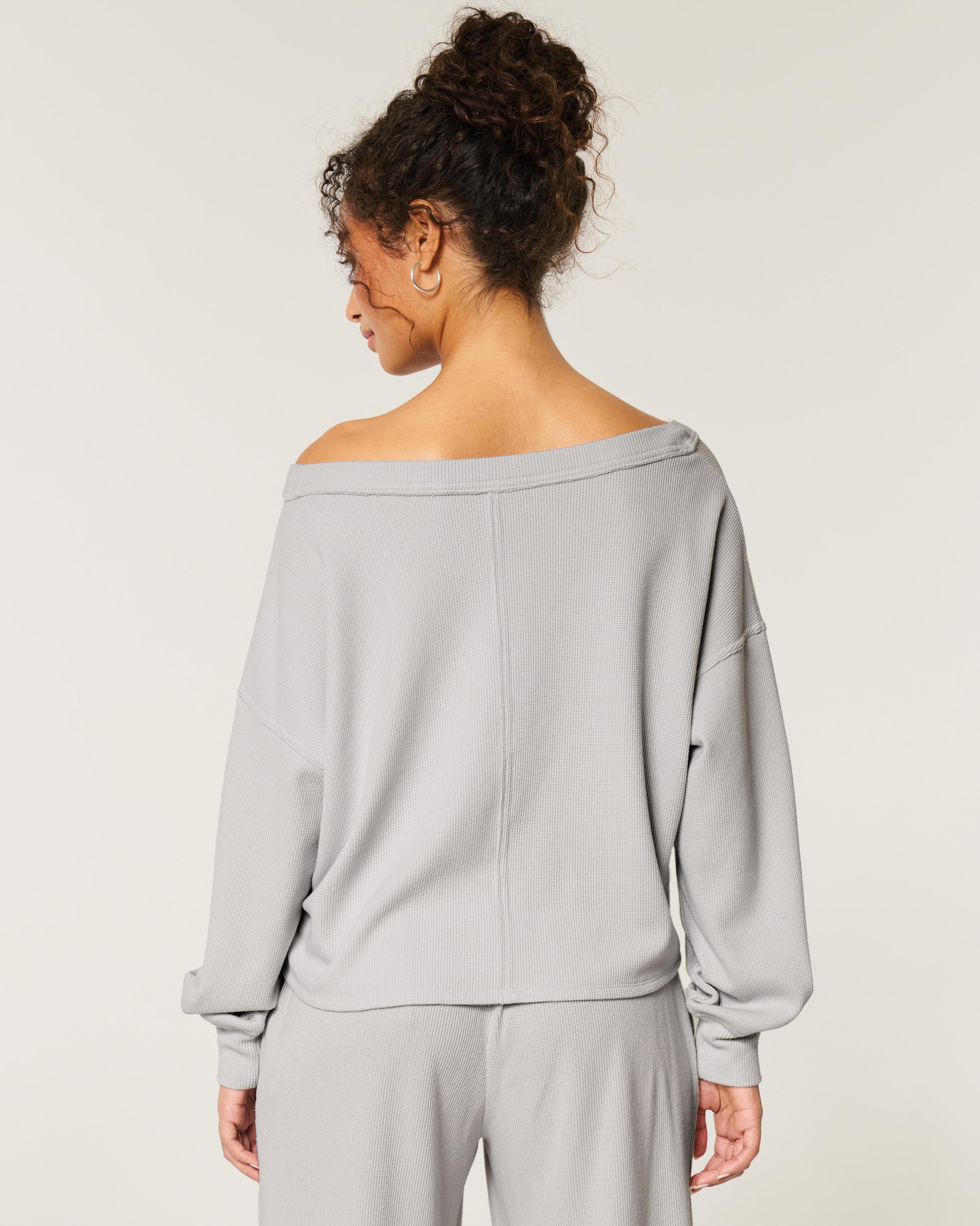 Gilly Hicks Off-the-Shoulder V-Neck Waffle Top Product Image