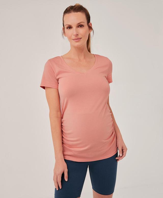 Womens Maternity Ruched V-Neck Tee XL Product Image