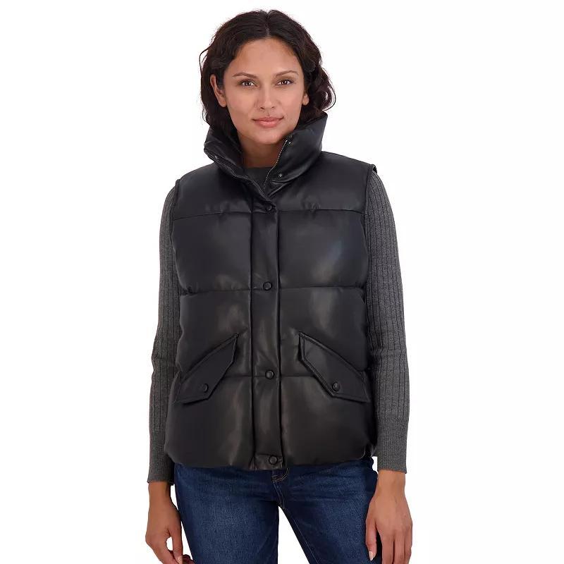 Sebby Collection Womens Faux Leather Puffer Vest Product Image