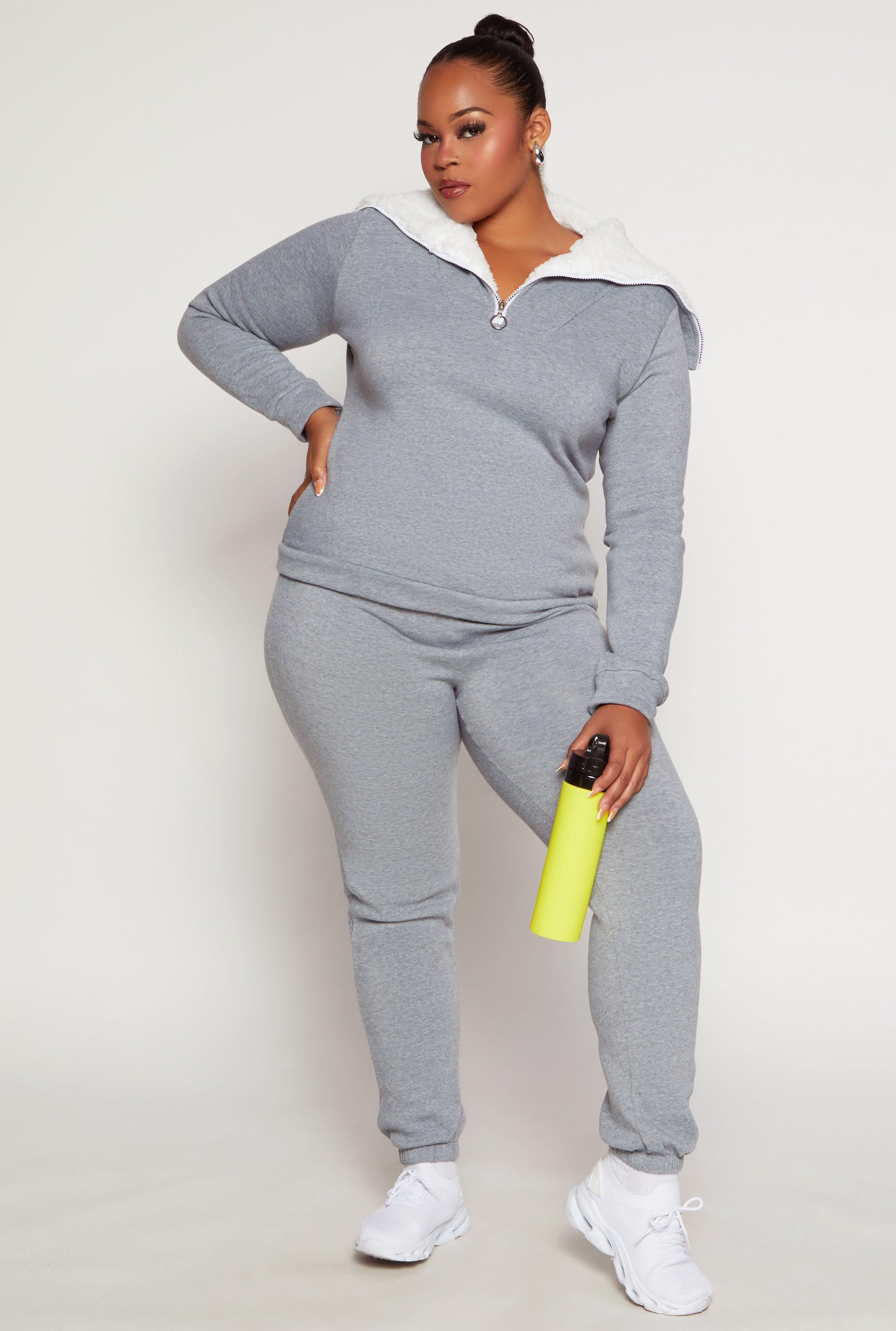 Womens Plus Size Fleece Lined Drawstring Sweatpants Product Image