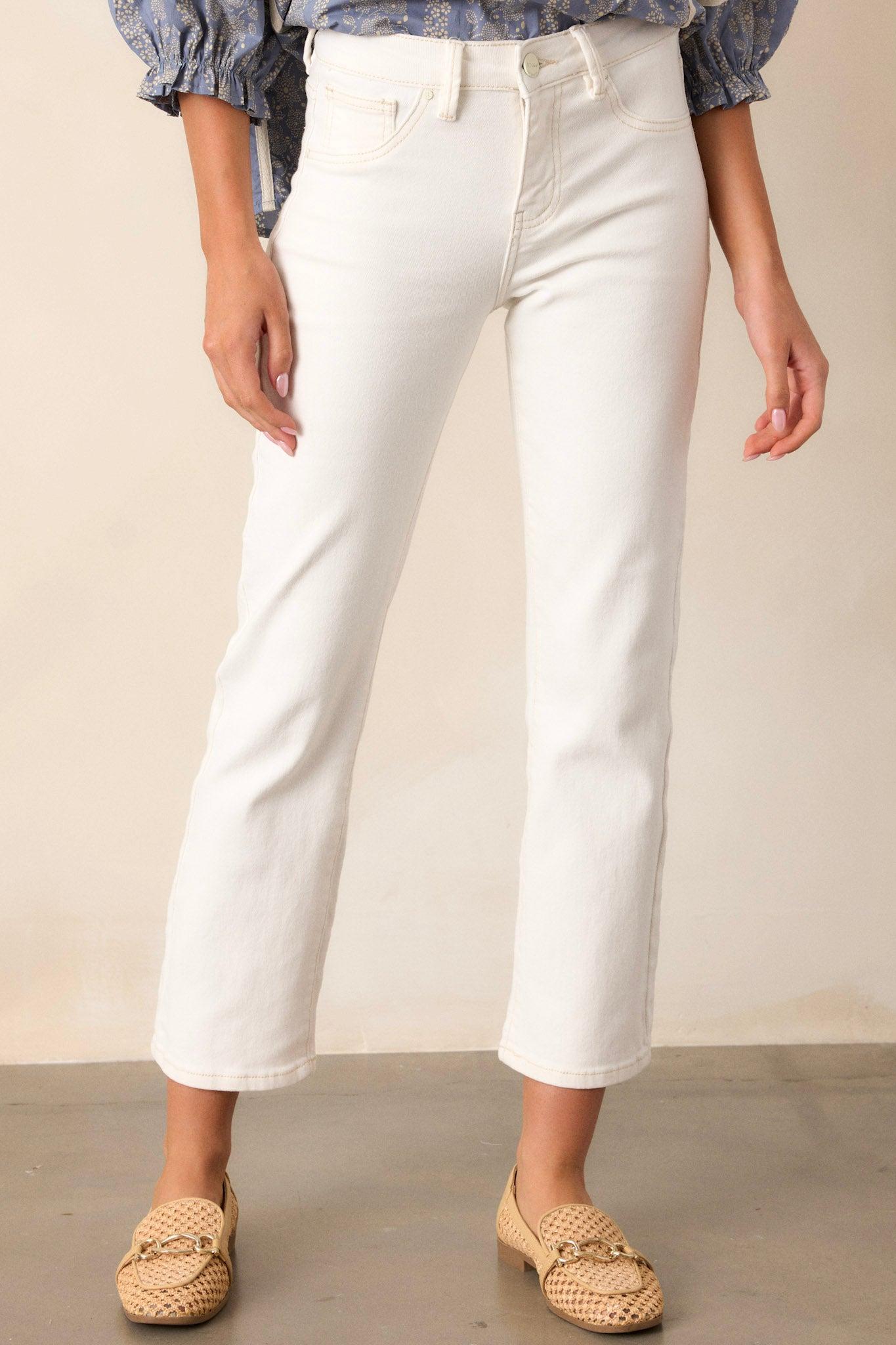 All My Life White High Waisted Straight Leg Jeans Product Image