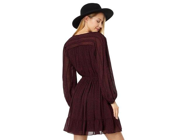 Madewell Starr - Pleated Sleeve V-Neck Retro Mini - Crinkle GGT (Cabernet) Women's Clothing Product Image