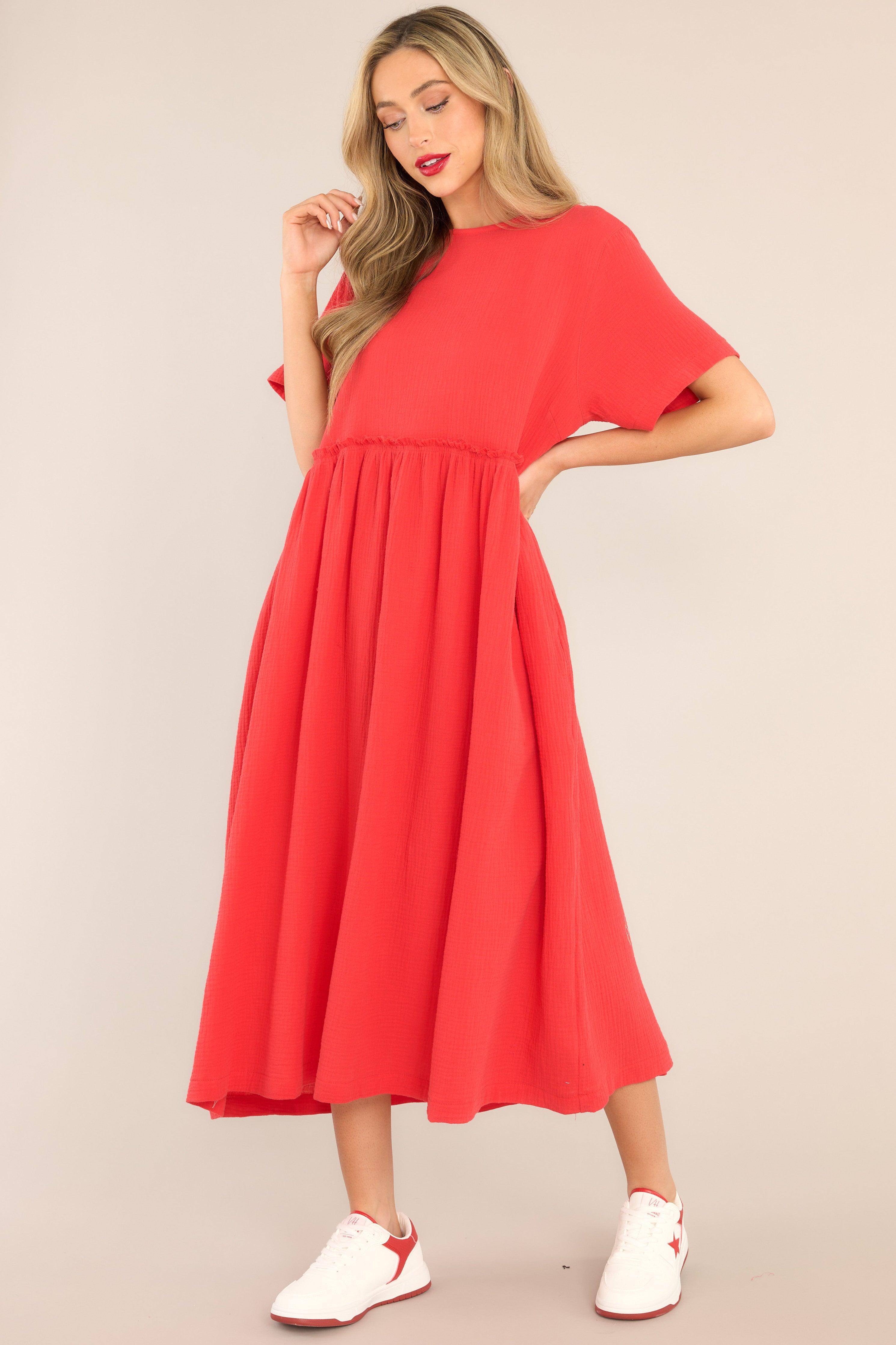 Aura It Was Kismet Cherry Midi Dress Red Product Image