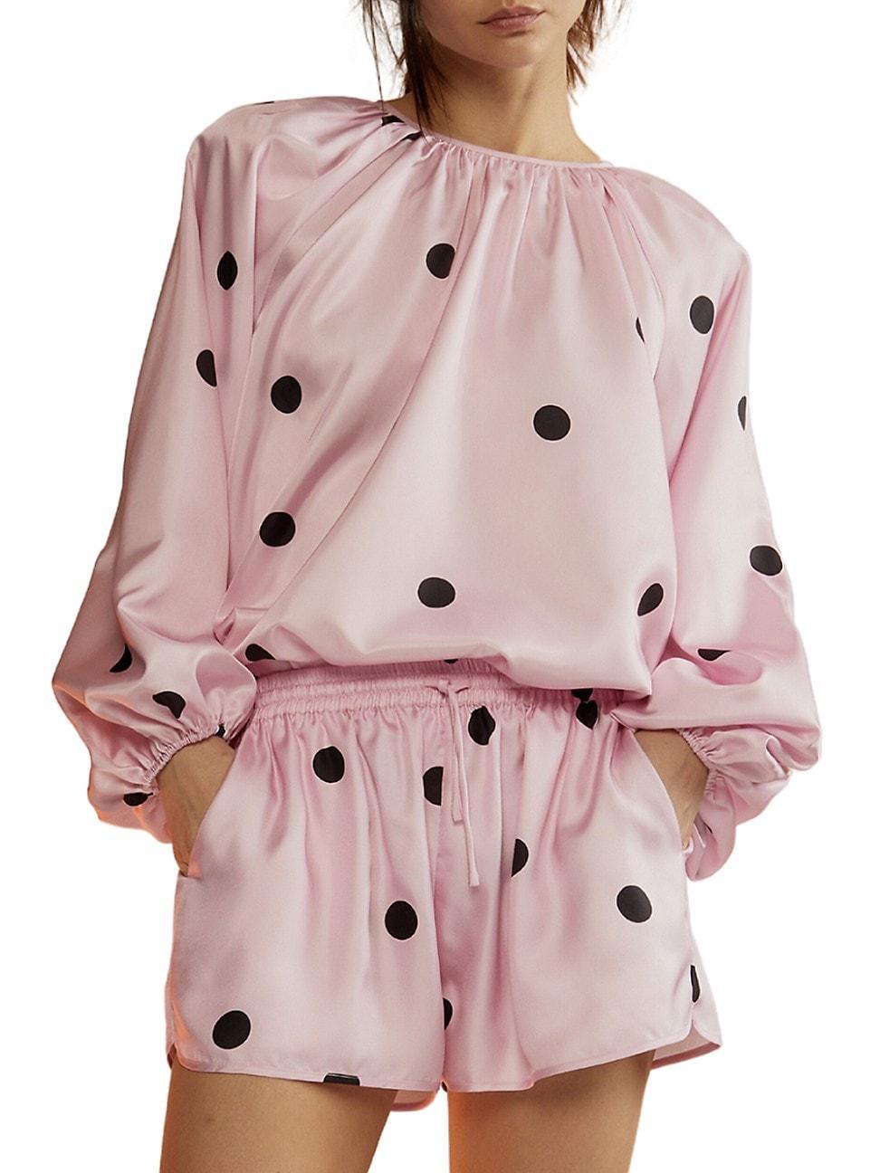 Womens Alice Polka Dot Silk Blouse Product Image