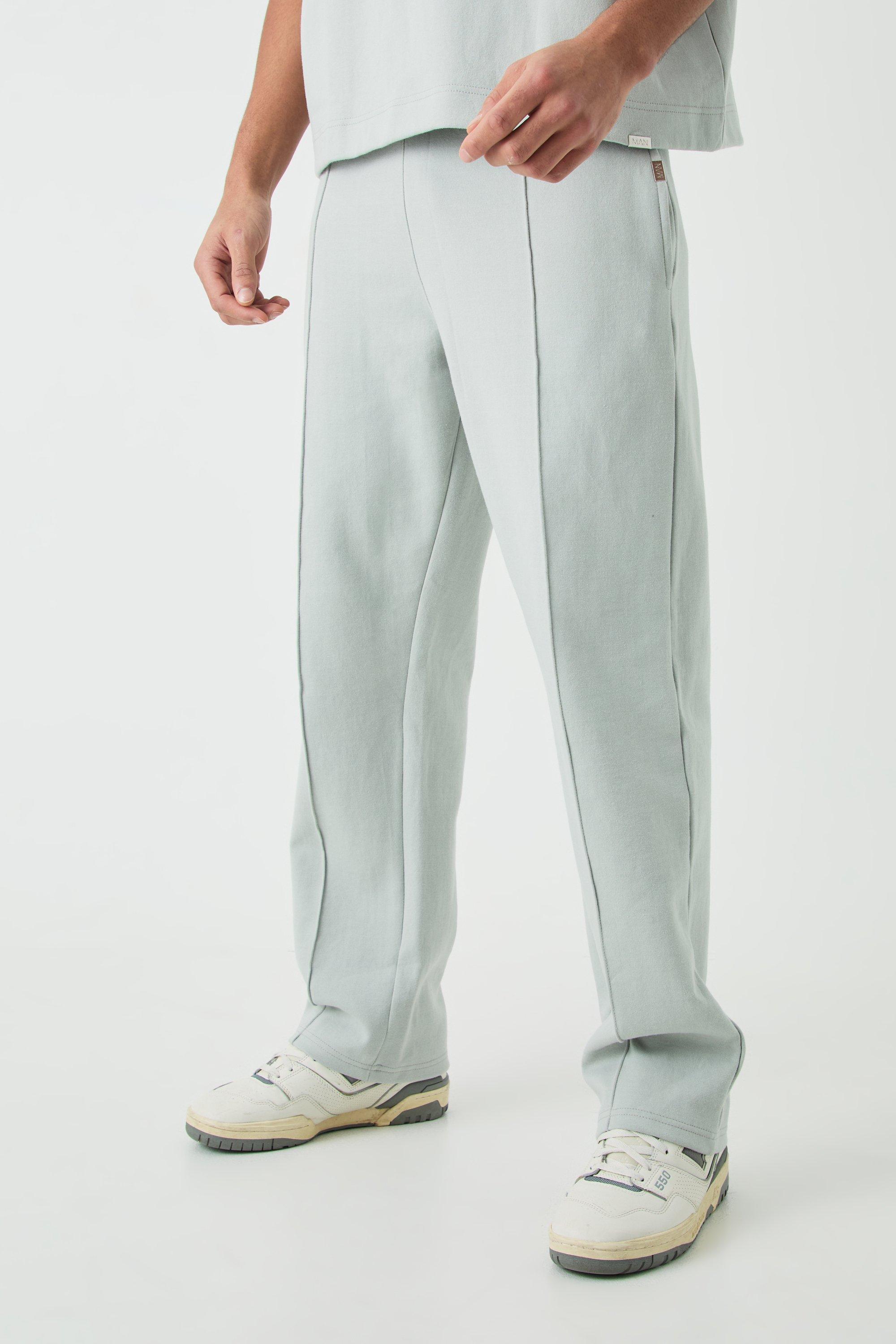 Mens Grey Relaxed Interlock Pintiuck Jogger, Grey Product Image