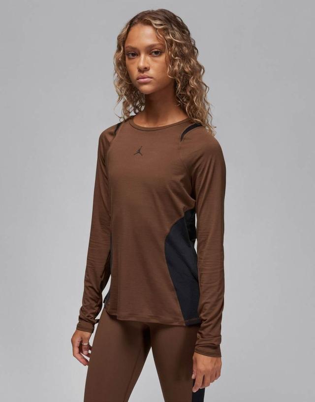 Jordan Sport long sleeve contoured top in brown Product Image