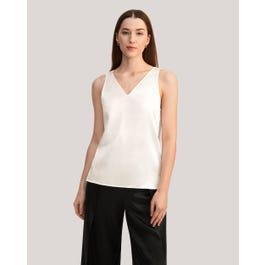 V-Neck Sleeveless Silk Tank Top Product Image