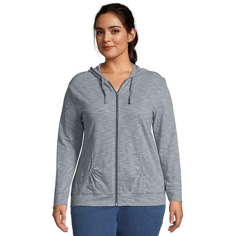 Hanes Just My Size Womens Full-Zip Slub Hoodie (Plus ) Dada Grey Heather 5X Product Image