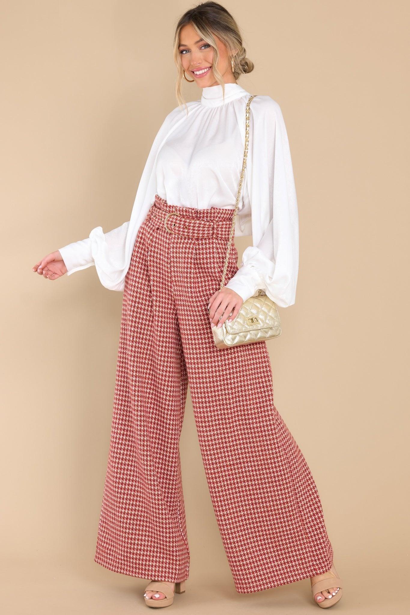 Aura Classic Delight Light Rust Multi Tweed Pants Red Product Image