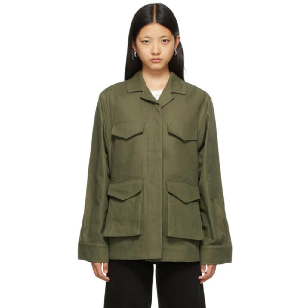 Long-sleeve Shirt Jacket In Khaki Green product image