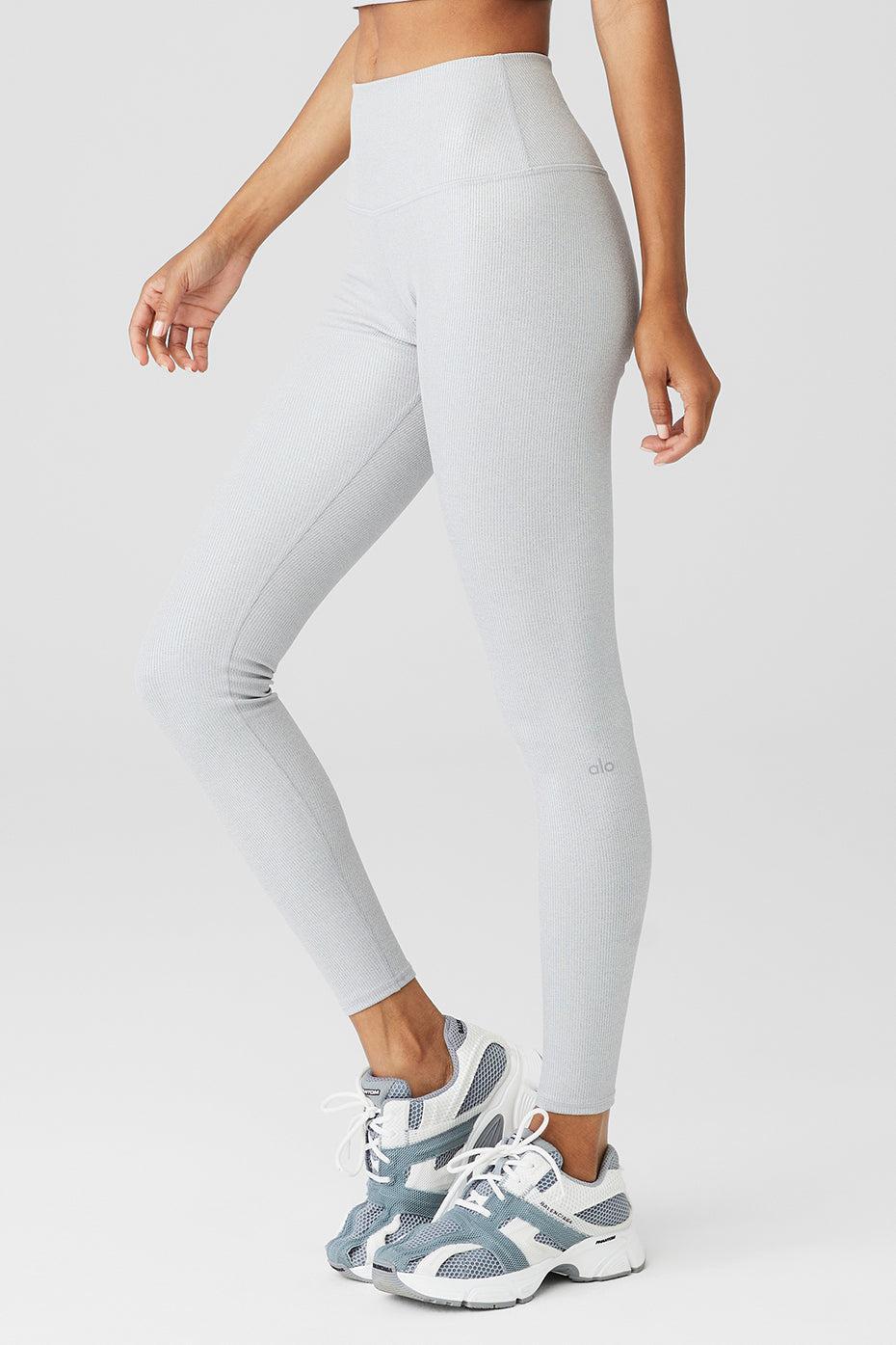 Alosoft Ribbed High-Waist Shimmer Legging - Light Grey Iridescent Product Image