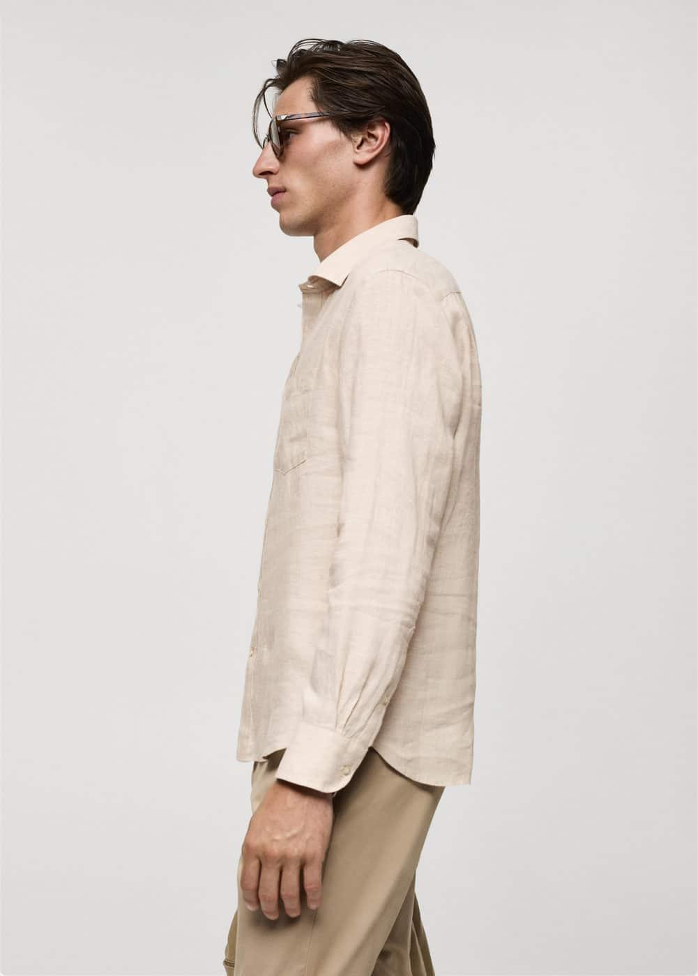 MANGO MAN - Classic fit 100% linen shirt sandMen Product Image