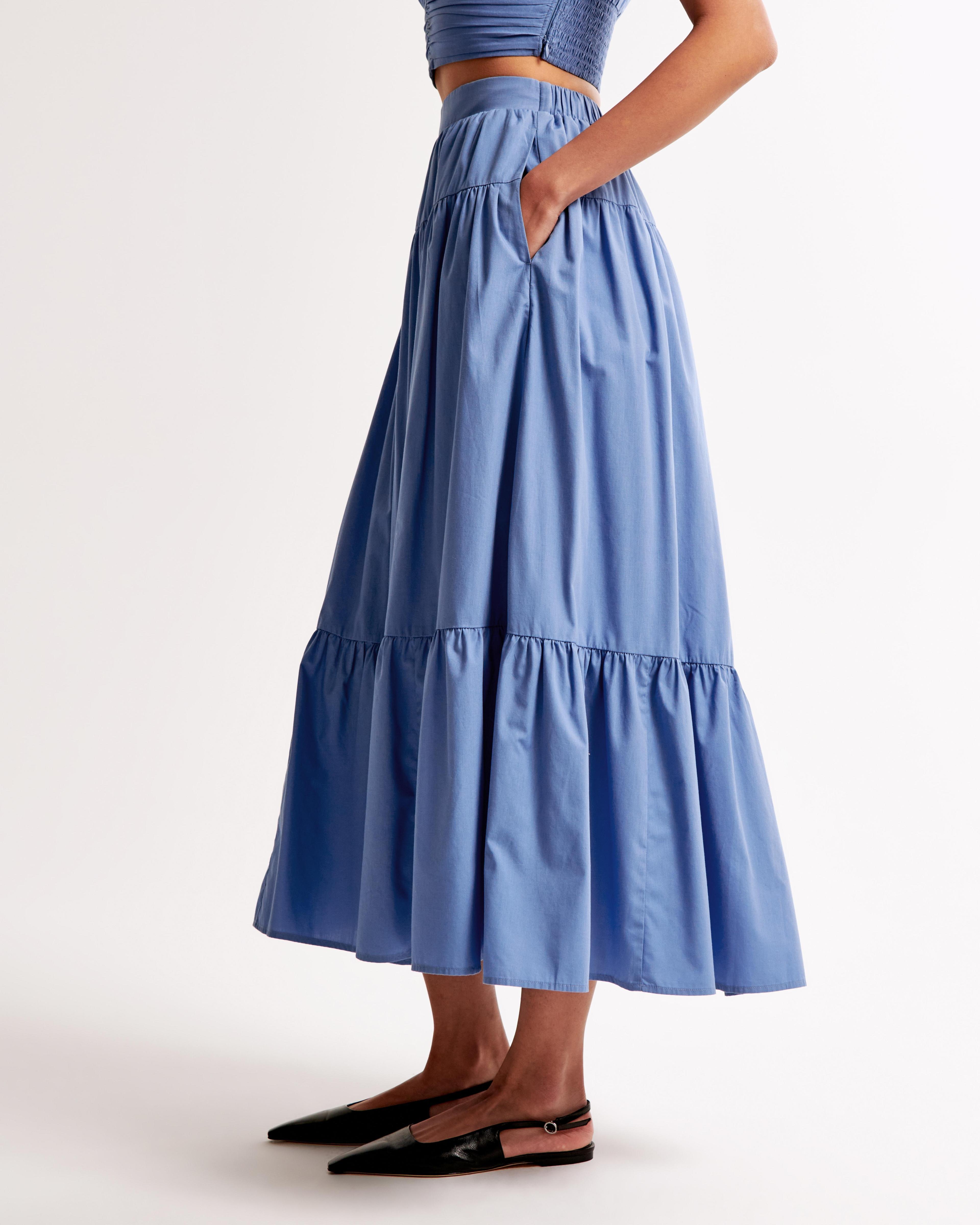 Poplin Tiered Maxi Skirt Product Image